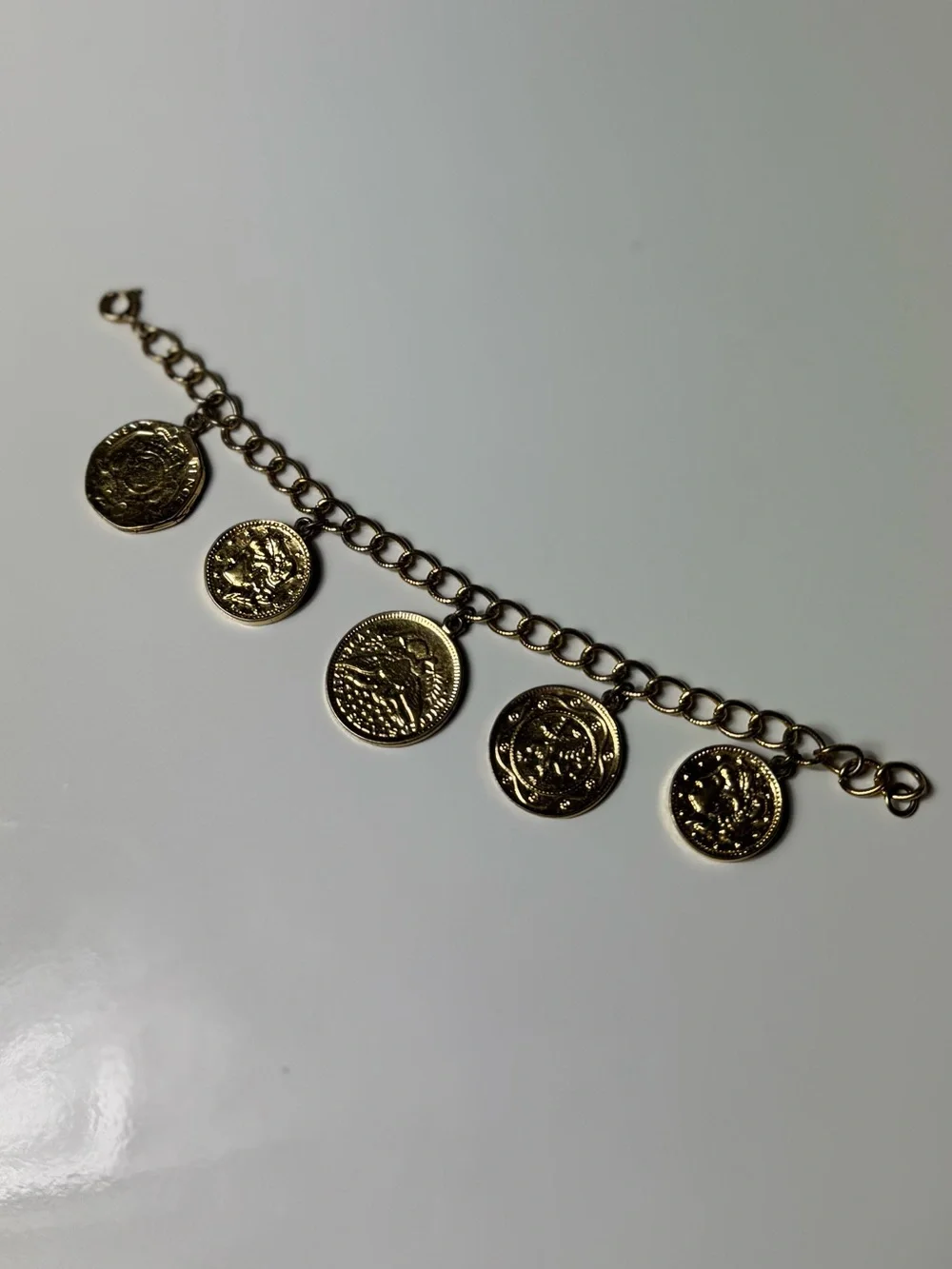 Gold Coin Charm Link Bracelet - Women Jewelry - Picture 7 of 13
